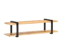 XJBTBA TV Stand Cabinet with Solid Mango Wood, Industrial Style, Side Table for Living Room, Storage Shelf Unit, Powder-Coated Iron Legs, Brown, 160x40x40 cm