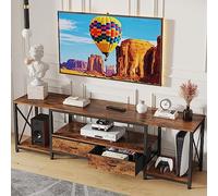 XJBTBA TV Stand with Fabric Drawers - Entertainment Center and Industrial Console Table with Open Storage Shelves for Living Room, Bedroom - 71.5" Rustic Brown