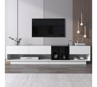 XJBTBA TV Unit, 190cm High Gloss Lowboard, TV Stand Cabinet with Two Open Compartments and Three Drawers