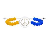 XJBTBA Ukrainian Flag Blue Yellow Matte Agate Bead Bracelets - White/Black/Gold/Rose Gold Color Round Peace Sign Bracelet for Men Women YA5011