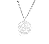 XJBTBA Unisex Stainles Stell Celtic Knot Triskele Necklace Triple Spiral Pendant Viking Trinity Good Luck Irishjewelry Jewelry Fashion Trendy Accessories Creative Gift For Women And Men