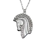 XJBTBA Unisex Stainles Stell Gift Fashion Horse Pendants Round Cross Chain Short Long Mens Womens Silver Color Necklace Jewelry Trendy Accessories Creative For Women And Men