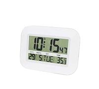 XJBTBA use Digital with Alarm Temperature, Silent Large Display LCD Wall Mountable and Desk Clock Calendar Snooze for Home Office,White