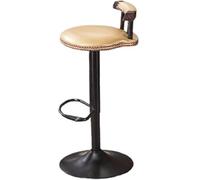 XJBTBA Vintage Bar Stools with Deep Button Tufting Wooden Kitchen Stool Sturdy Black Metal Legs Height Adjustable 20cm and (Beige)