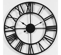 XJBTBA Vintage Large Wall Round Metal Silent Non-Ticking Battery Operated Roman Numerals Clocks for Home, Office, Indoor, Outdoor Garden Clock 50CM Silver