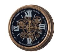 XJBTBA Vintage Silent with Moving Gears, No Tick Battery Wall Clock Home Office Decor, 14 Inch Suitable for Kitchen, Living Room or Office(Bronze-Roman Numbers)