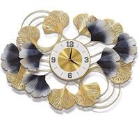 XJBTBA Wall Clock Art Clock 3D Metal Wall Clocks, Ginkgo Leaf Large Living Room Wall Watches Silent Non Ticking Quartz Decoration Clock,72X55CM Silent Office Wall Clock