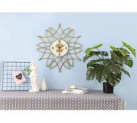XJBTBA Wall Clock Art Clock 3D Metal Wall Clocks, Ginkgo Leaf Large Living Room Wall Watches Silent Non Ticking Quartz Decoration Clock,40X90CM Silent Office Wall Clock