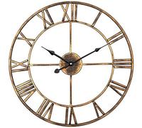 XJBTBA Wall Clock Art Clock Large Wall Clock Round Metal Roman Numeral Style Silent Vintage Wall Clock Decor Contemporary Clock for Living Room Kitchen (Color:Gold,Size:100CM) Silent Wall Clock