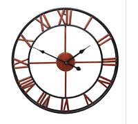 XJBTBA Wall Clock Art Clock Large Wall Clock Round Metal Roman Numeral Style Silent Vintage Wall Clock Decor Contemporary Clock for Living Room Kitchen (Color:Copper,Size:50CM) Silent Wall Clock