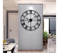 XJBTBA Wall Clock Art Clock Large Wall Clock Round Metal Roman Numeral Style Silent Vintage Wall Clock Decor Contemporary Clock for Living Room Kitchen (Color:Black,Size:58CM) Silent Wall Clock