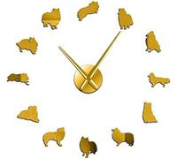 XJBTBA Wall Clock Art Frameless Giant Wall Clock- Gold,37 Inch