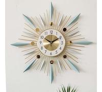 XJBTBA Wall Clock Art Large Wall Clock Metal Decorative, Large Wall Clocks, Mid Century Sunburst Clock, Wall Clock Non Ticking, Quartz Clock for Home Living Room Wall Decor Clock