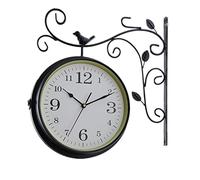 XJBTBA Wall clock Clock Retro Iron Bird Double-Sided Wall Clock, Vintage Wall Hanging Station Clock, 360° Rotating Clock for Patio Garden Home Outdoor Living Room Bedroom Study Wall Decoration