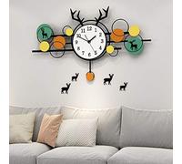 XJBTBA Wall Clock, Deer Head Clock Living Room Wall Clock Home Creative Fashion Clock Light Luxury Wall Decoration,large