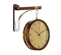 XJBTBA Wall clock Double Sided Clock Silent Wall Clock Large Solid Wood Metal Double-side Clock Fashion Living Room Wall Watches Home Decor Horloge