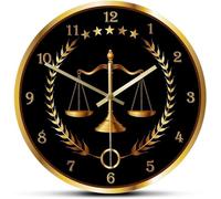 XJBTBA Wall Clock Justice Wall Clock Non Ticking Timepiece Lawyer Office Decor Law Firm Wall Art Judge Law