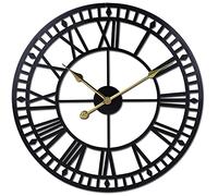 XJBTBA Wall Clock Oversized Wall Clock Silent Non-Ticking Metal Roman Numerals Modern Decorative Wall Clock for Living Rooms, Offices, Bars, Hotels Wall Decoration for Living Room 60CM Gold Decoration