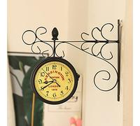 XJBTBA Wall clock Vintage Double Sided Wall Clock Vintage Industrial Wall Clock for Outdoor Decorative Wall Art Antique Decor Wall Office Wall Clock Silent Kitchen Wall Clock 360 Degree Rotate Antique