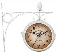 XJBTBA Wall clock Wall Clock Art Clock Garden Wall Clock,Double-Sided Wall Hanging Station Clock with Bracket for Indoor Outdoor Home Garden Easy to Read