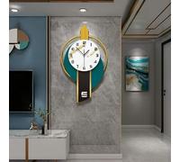 XJBTBA Wall clock Wall Clock Art Wall Clock Metal Glass Marble Textured Dial with Arabic, Pendulum Battery Operated Non Ticking for Living Room Decor, Bedroom, Office Wall Decor Clock 30 *