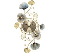 XJBTBA Wall clock Wall Clock Large Metal Wall Art, Decorative Clock, 3D Ginkgo Tree Leaf Metal Artwork Decor Creative Handmade Mural Wall Hanging Sculpture For Bedroom Hotel Living Room