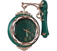 XJBTBA Wall clock Wall Clock Silent Wall Clock Indoor Double Sided Wall Clock European Style Silent Living Room Wall Clocks Personality Battery Operated Wall Clocks Acrylic Clock,Green Wall Decor