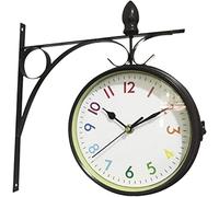 XJBTBA Wall clock Wall Clock Silent Wall Clock Indoor European Style Wall Clock Double-sided Silent Wall Clocks Art Decor Battery Operated personality Round Clock Sweep Movement,Beige B Wall Decor