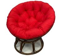 XJBTBA Waterproof Thick Overstuffed Round Papasan Chair Cushions - with Fixing Straps & Wipe-Clean Surface - 47.2" x 47.2" Seat Pads for Egg Chairs, Swivel & Rattan Furniture (Red,120x120cm)