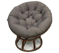 XJBTBA Waterproof Thick Overstuffed Round Papasan Chair Cushions - with Fixing Straps & Wipe-Clean Surface - 47.2" x 47.2" Seat Pads for Egg Chairs, Swivel & Rattan Furniture (Dark Grey,120x120cm)