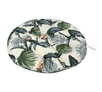 XJBTBA Waterproof Thick Overstuffed Round Papasan Chair Cushions - with Fixing Straps & Wipe-Clean Surface - 47.2" x 47.2" Seat Pads for Egg Chairs, Swivel & Rattan Furniture (Green Leaves,120x120cm)