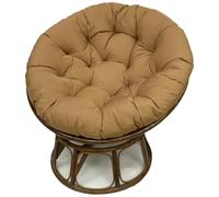 XJBTBA Waterproof Thick Overstuffed Round Papasan Chair Cushions - with Fixing Straps & Wipe-Clean Surface - 47.2" x 47.2" Seat Pads for Egg Chairs, Swivel & Rattan Furniture (Light Coffee,120x120cm)