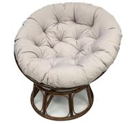 XJBTBA Waterproof Thick Overstuffed Round Papasan Chair Cushions - with Fixing Straps & Wipe-Clean Surface - 47.2" x 47.2" Seat Pads for Egg Chairs, Swivel & Rattan Furniture (Light Grey,120x120cm)