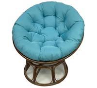 XJBTBA Waterproof Thick Overstuffed Round Papasan Chair Cushions - with Fixing Straps & Wipe-Clean Surface - 47.2" x 47.2" Seat Pads for Egg Chairs, Swivel & Rattan Furniture (Peacock Blue,120x120cm)