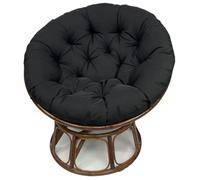 XJBTBA Waterproof Thick Overstuffed Round Papasan Chair Cushions - with Fixing Straps & Wipe-Clean Surface - 47.2" x 47.2" Seat Pads for Egg Chairs, Swivel & Rattan Furniture (Black,120x120cm)