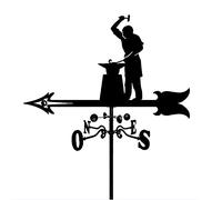 XJBTBA Weather Vane with Blacksmith Silhouette Weathervane Wind Direction Indicator Wrought Iron Resistant Weathercock Garden Decoration Measuring Tool Easy Use