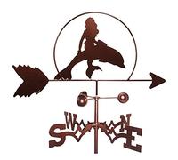 XJBTBA Weather Vane,with Measuring Tools Wind Direction Indicator Ornament Roof Garden Metal Decorations for Outdoor Farm Yard Mount Decor (Mermaid)