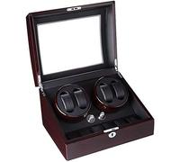 XJBTBA Winder Winder Box Automatic Winder Box 4 Watches + 6 Automatic Watchwinder Wooden Box for Storage Position Quieter Motor Show Window with Lock Winder