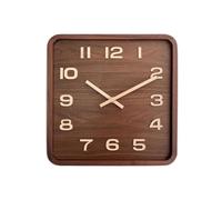 XJBTBA Wood Square Vintage Walnut Mute Chinese Seat No Punch Living Room Clock for Wall (Size : Medium)