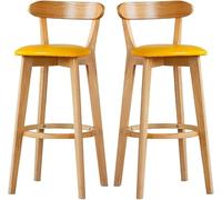 XJBTBA Wooden Kitchen Counter bar-stool 31 8inch Tall Bar Stools Height Stool Chair with Back and Footrest Sturdy 200kg(A,61cm/24inch)