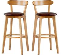 XJBTBA Wooden Kitchen Counter bar-stool 31 8inch Tall Bar Stools Height Stool Chair with Back and Footrest Sturdy 200kg(E,81cm/31.8inch)