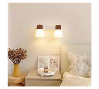 XJBTBA - Wooden Lamp Double Head Milk White Glass Wall Compatible with Bedroom Lving Study Dining Room Home Decor Fixture,Pendant Ceiling