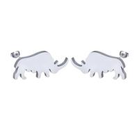 XJBTBA Woolly Rhinoceros Earring Stainless Steel Minimalist Laser Cut Rhino Stud Earrings for Women Men Paleontology Animal Jewelry Gift