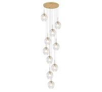 XJBWSDE 10/12/15/18-lights Large Chandelier,Mid Century Stair Pendant Lights Adjustable Height,Stainless Steel Base,E26 Bulb,Gold Raindrop Ceiling Light for Villa,Staircase,High Ceiling