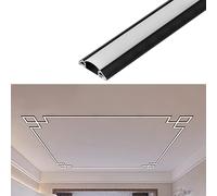 XJBWSDE Black Led Strip Light Diffuser Crown Molding Channel, 6/8 /10/12 /30 ft LED Channel Ceiling Trim Moulding, Chinese Style Aluminum Profile for Home(3.3ft/1m)