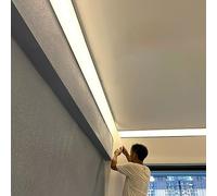 XJBWSDE Black Led Track Ceiling Crown Molding Lighting, Linear Led Strip Diffuser for Wall Baseboard Lighting, Led Indirect Lighting Cove Moulding Trim(55.8ft/17m)