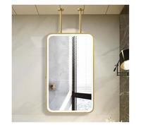 XJBWSDE Ceiling Hanging Mirror,Bathroom HD Vanity Make-up Mirrors,Illumination Led Mirror,Adjustable Brightness,for Bathroom Washroom Shaving (Boom Can be Customized)(Gold,50x70cm)