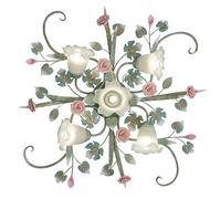 XJBWSDE Ceiling lamp vintage ceiling light for ceilings, E27 red rose wall control dimmable metal glass floral modern ceiling light suitable for living room, bedroom, girls room