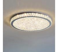 XJBWSDE Chrome Crystal Flush Mount Ceiling Light, Modern Dimmable LED Round Ceiling Light for Living Room Bedroom Dining Room(22cm/8.7in)