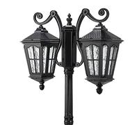 XJBWSDE Creative European Retro E27×2 Double-Headed Lawn Landscape Light Waterproof Rust-Proof Villa Postal Lamp Garden Thick Aluminum Lights Pole Die-(Black-2.35M)